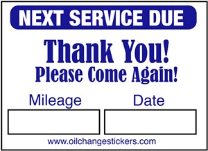 Generic Oil Change Stickers