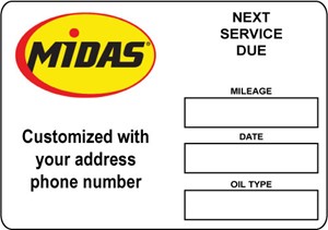 Midas Oil Change Stickers