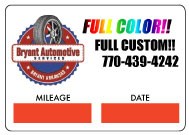 Full Color Oil Change Stickers