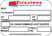 Firestone Complete Auto Care Oil Change Stickers