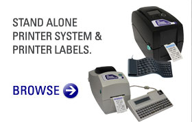 Stand alone printer system & printer labels